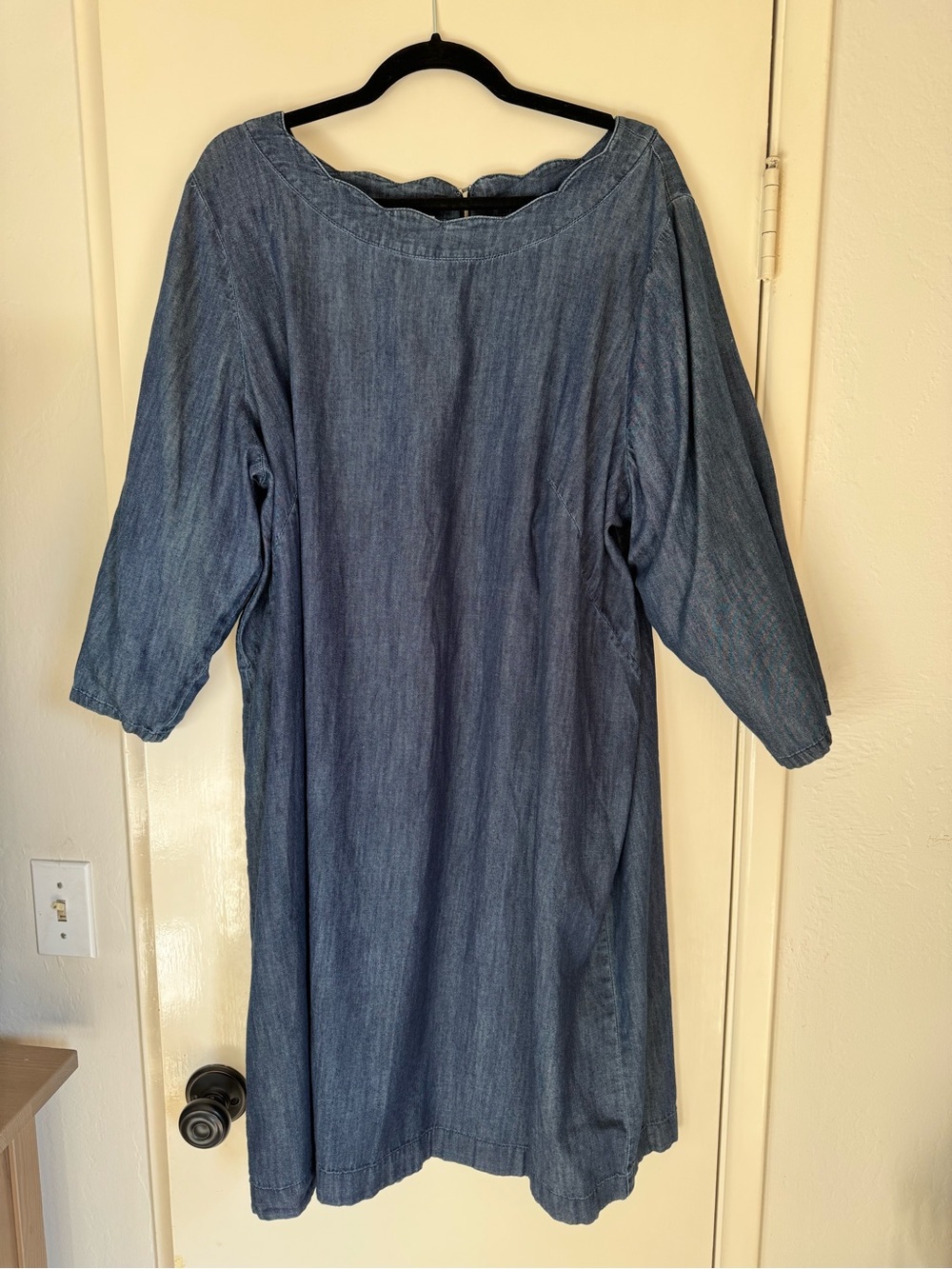 Talbots Denim-Style Indigo Long-Sleeve Shift Dress